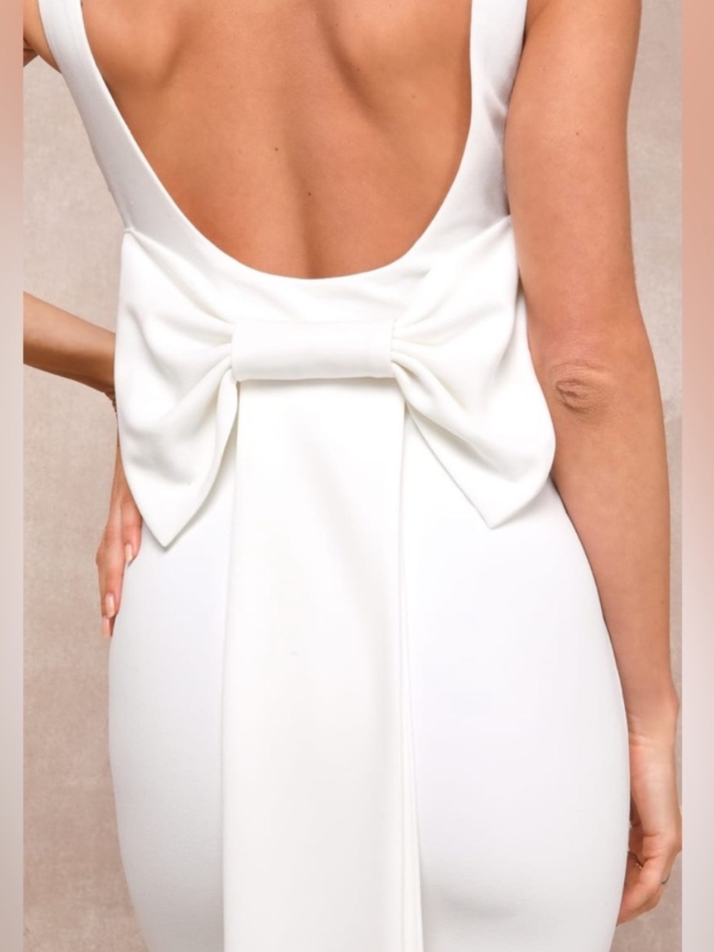 Lulus Loving Fate White Bow Square Neck Backless Maxi Long Dress, Size S, NWOT - Picture 3 of 14